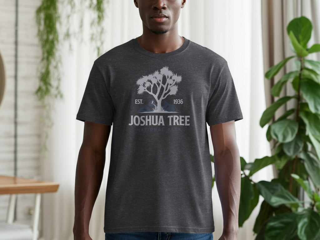 Dark grey t-shirt with Joshua Tree National Park Est. 1936 graphic.