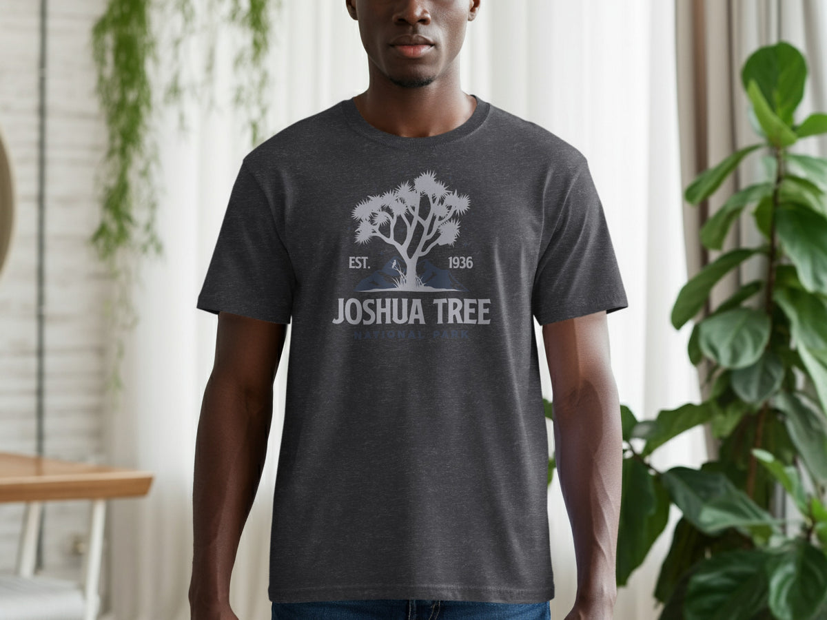 Dark grey t-shirt with Joshua Tree National Park Est. 1936 graphic.
