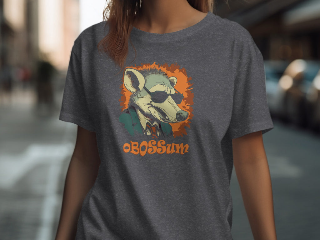 Opossum wearing sunglasses and a suit with the text OBOSSUM.