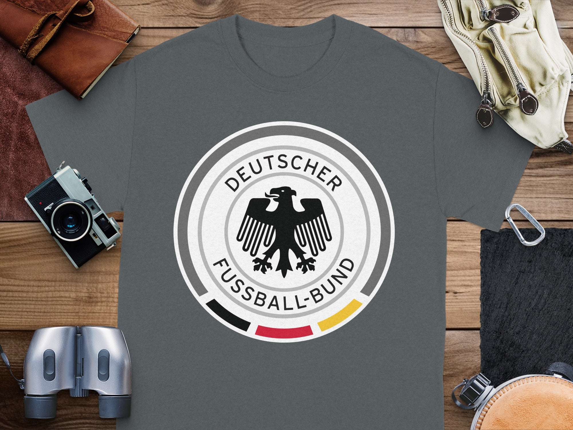 Grey t-shirt with Deutscher Fußball-Bund logo featuring a black eagle.