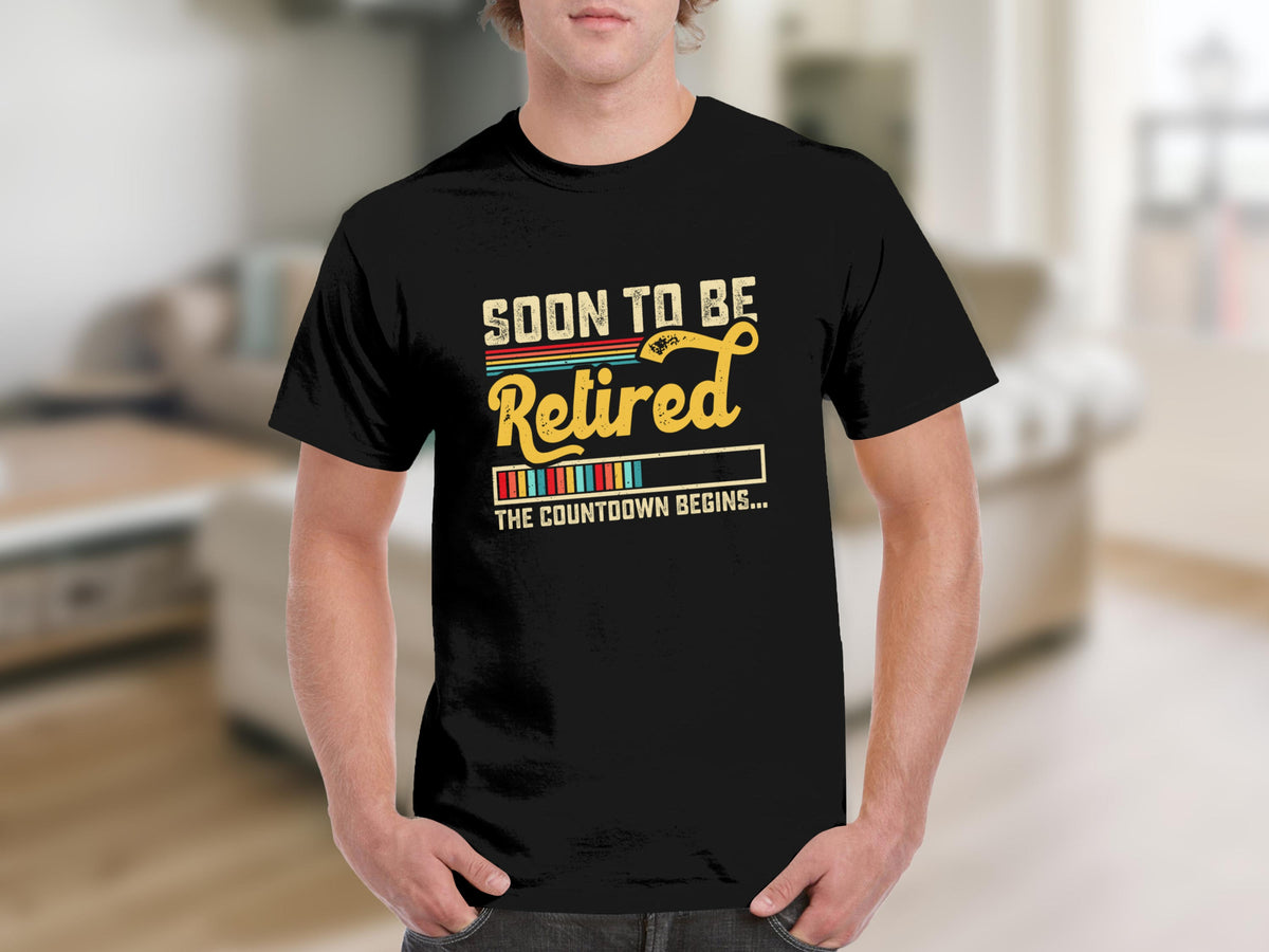 Black t-shirt with "Soon to be Retired" and countdown text.