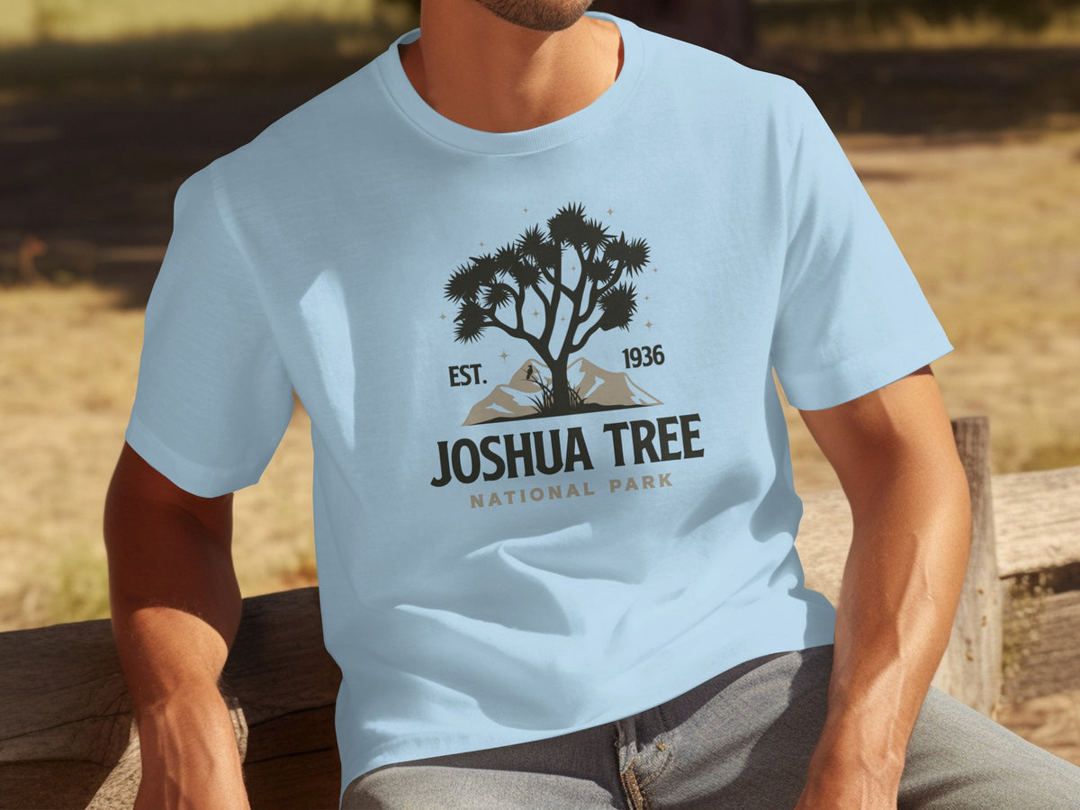 Light blue t-shirt with Joshua Tree National Park Est. 1936 graphic.