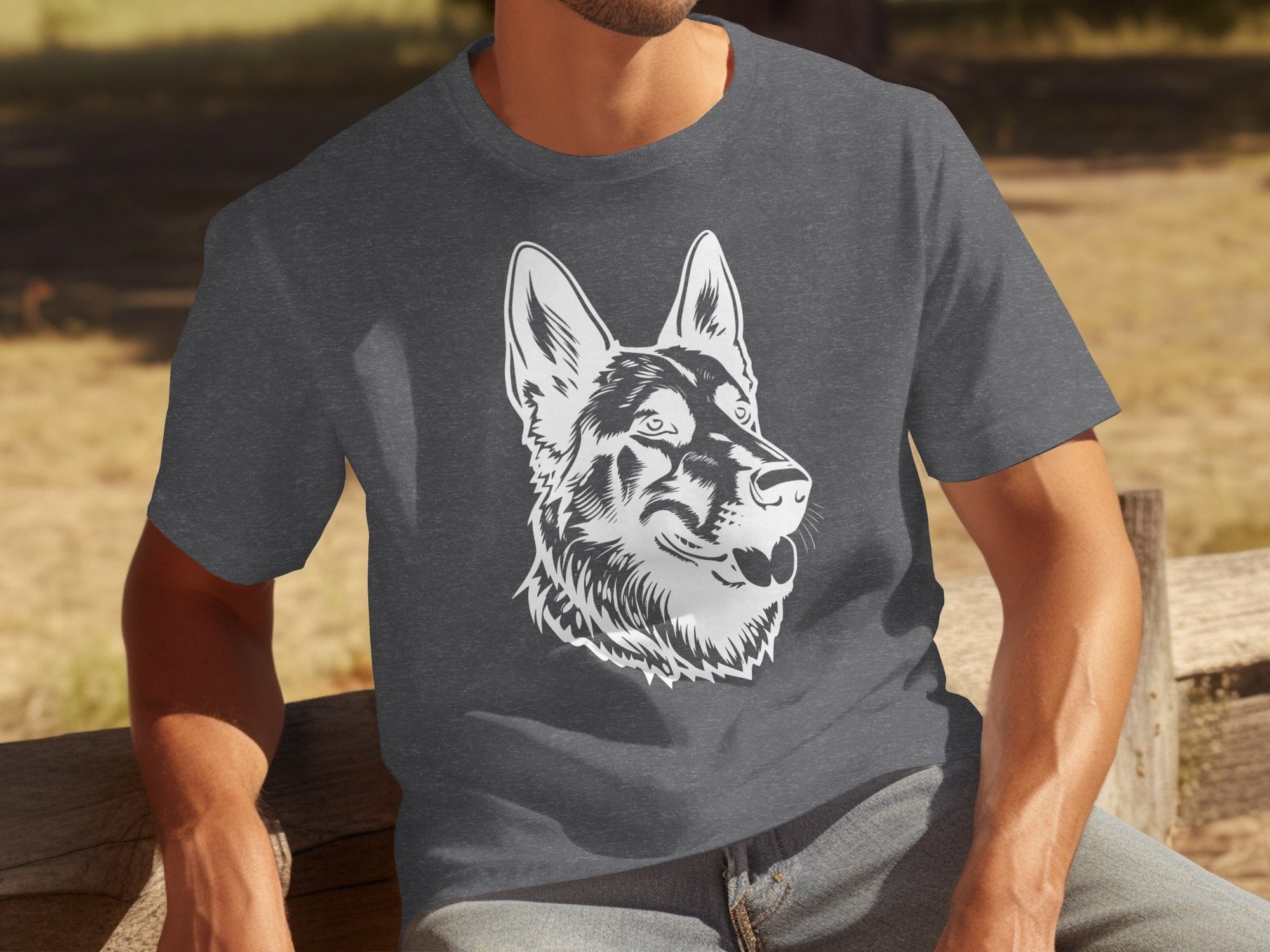 Dark gray t-shirt with white German Shepherd profile graphic