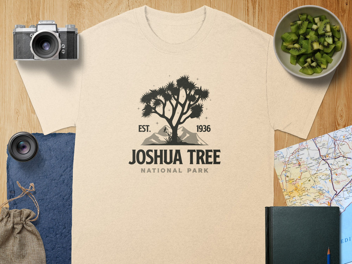Cream t-shirt with Joshua Tree National Park logo, est. 1936.
