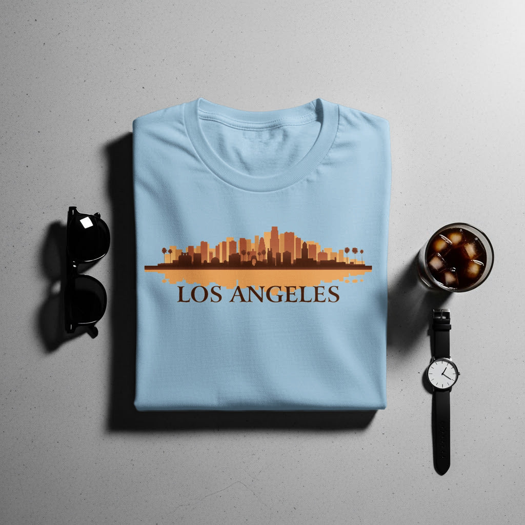 Light blue t-shirt with "Los Angeles" text and skyline graphic.