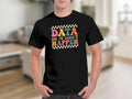 Black t-shirt with "DATA OR IT DIDN'T HAPPEN" text and retro checkerboard.