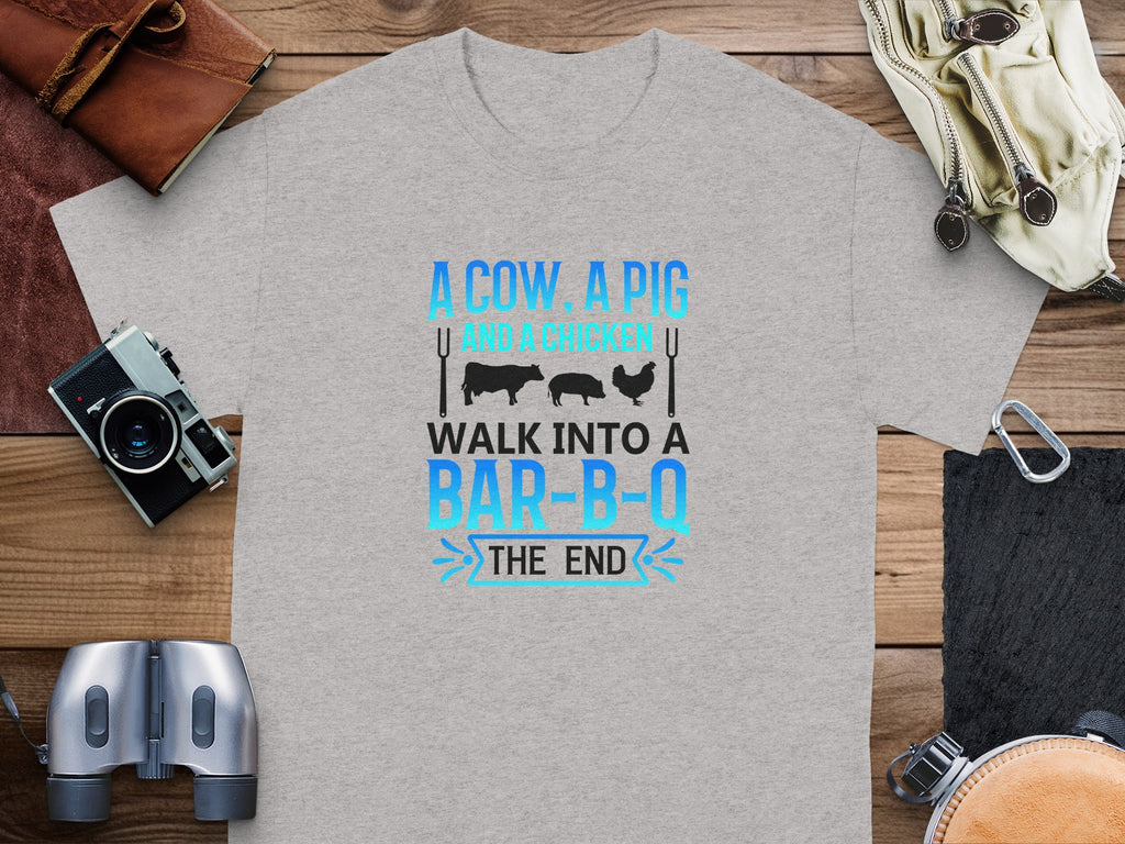 A cow, a pig, and a chicken walk into a bar-b-q, the end.