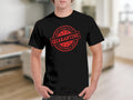 Black t-shirt with a red "Quarantine New York City" stamp graphic.