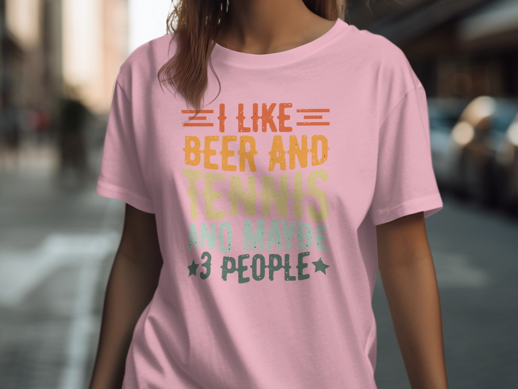 I like beer and tennis and maybe 3 people graphic tee.