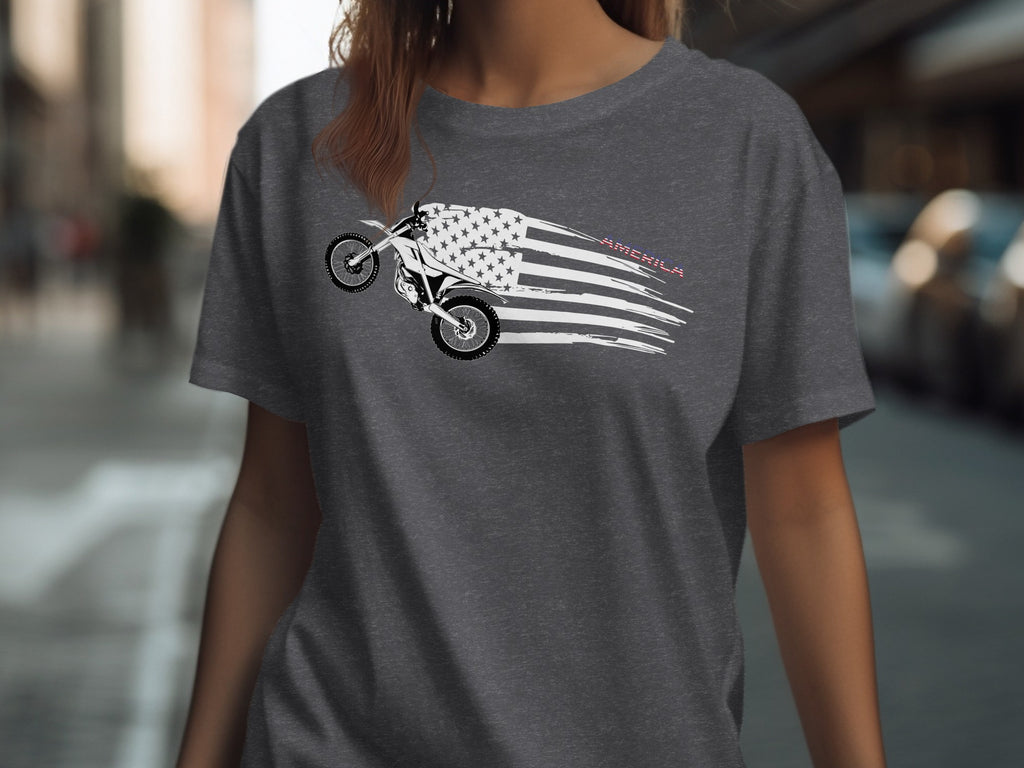 Motocross bike with American flag design and the word "America".