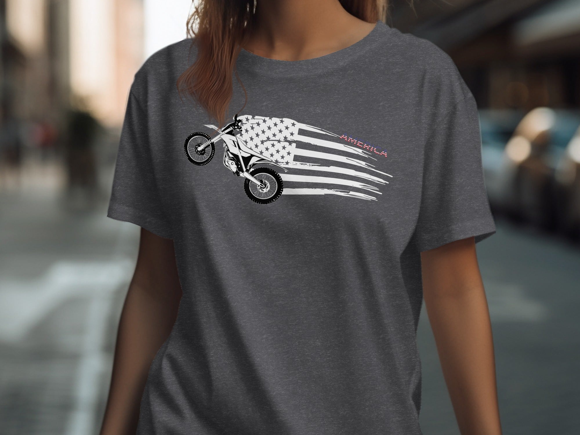 Motocross bike with American flag design and the word "America".