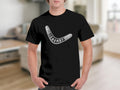Black t-shirt with a white boomerang graphic that says "Karma".