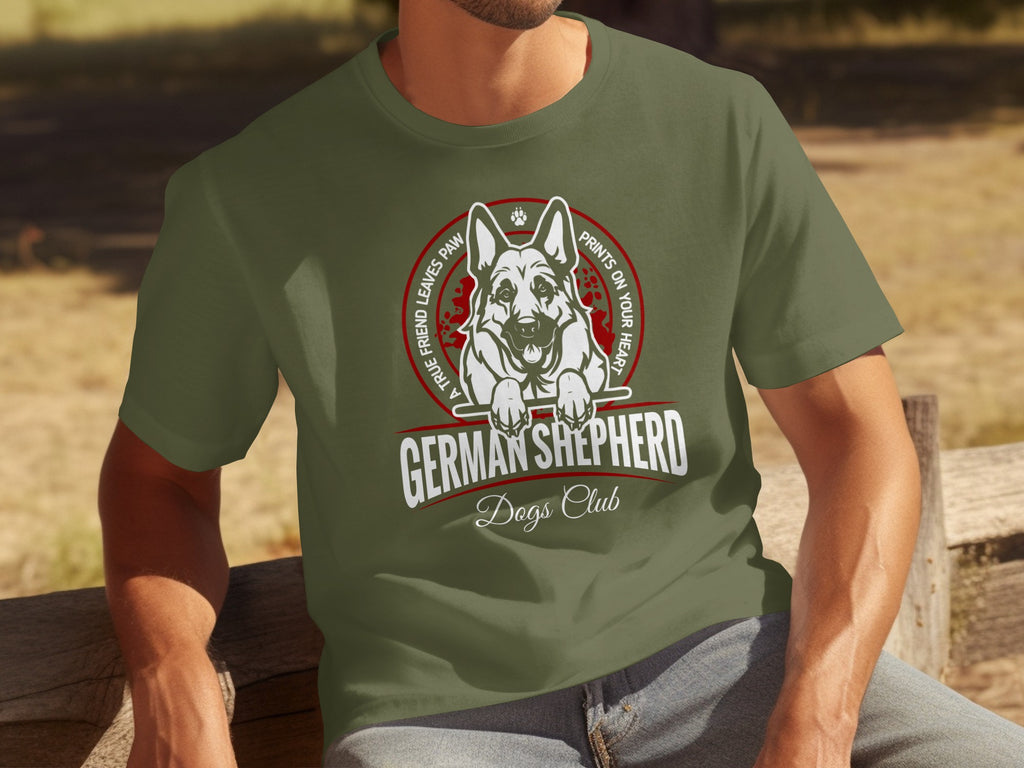 German Shepherd Dogs Club t-shirt with a German Shepherd head logo and text.