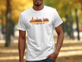 White t-shirt with a Chicago skyline silhouette graphic and the word "CHICAGO."