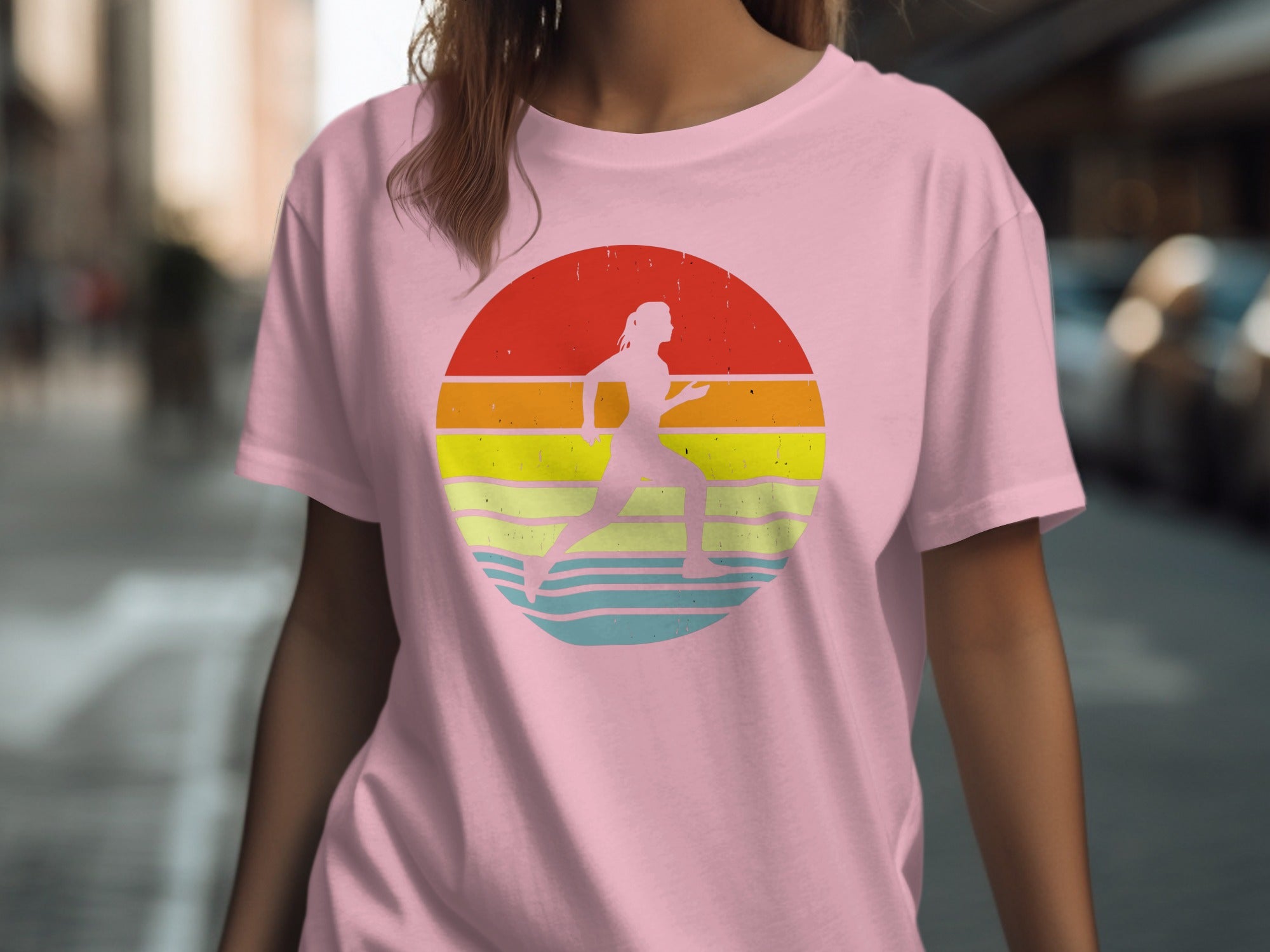 Retro Sunset Runner Silhouette