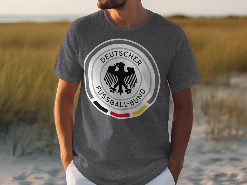 Dark grey t-shirt with Deutscher Fussball-Bund logo featuring a black eagle emblem.