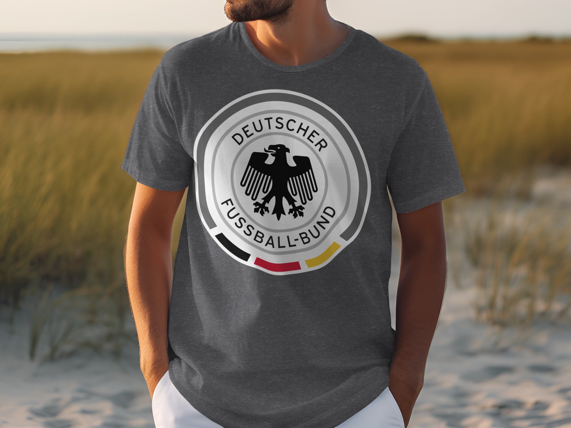 Dark grey t-shirt with Deutscher Fussball-Bund logo featuring a black eagle emblem.