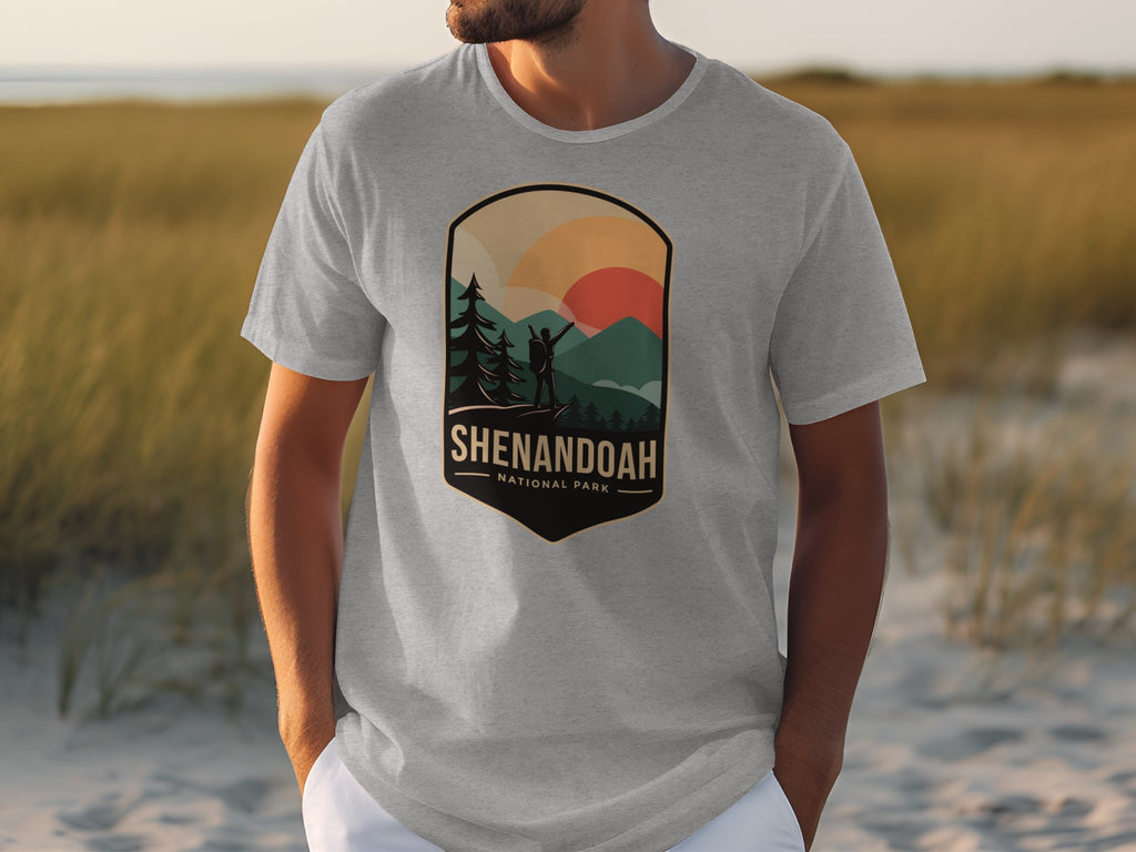 Shenandoah National Park graphic on a gray t-shirt.