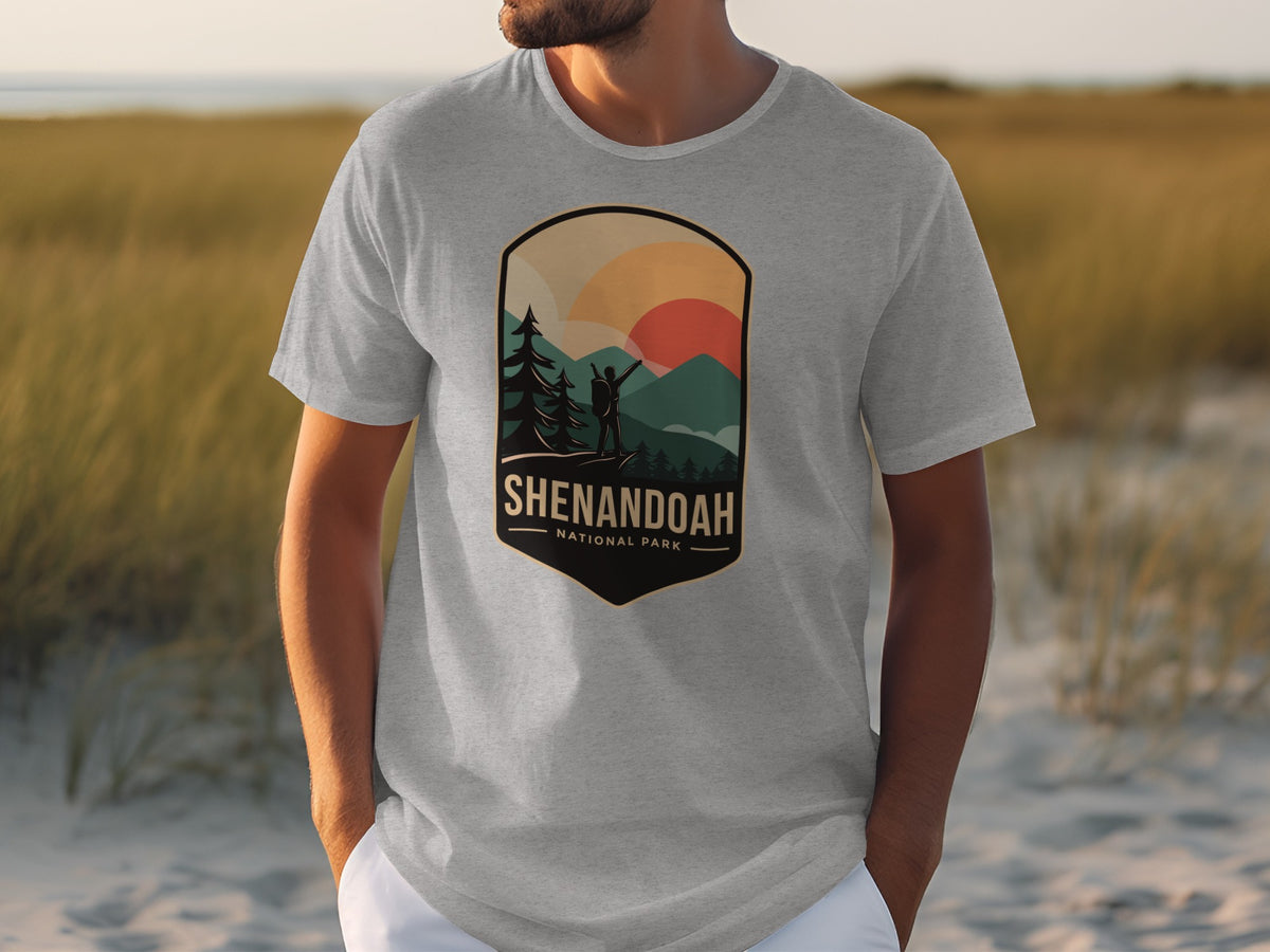 Shenandoah National Park graphic on a gray t-shirt.