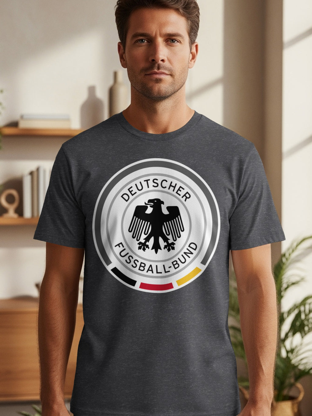 Dark grey t-shirt with German national football team crest: "Deutscher Fussball-Bund".
