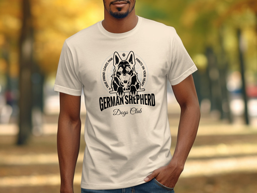 German Shepherd Dogs Club t-shirt featuring a dog graphic and text.